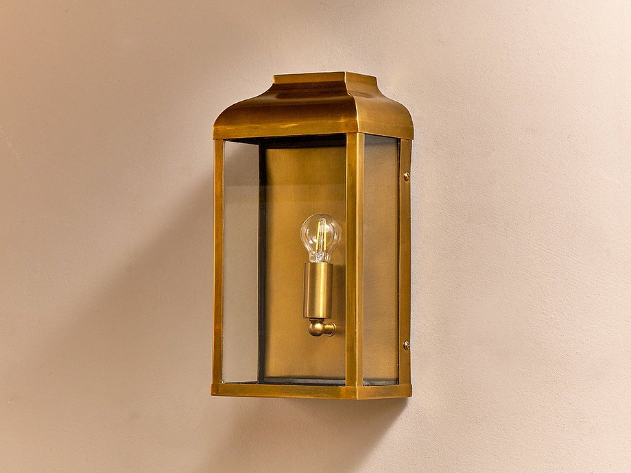 Riad Outdoor Lantern - Antique Brass And Clear