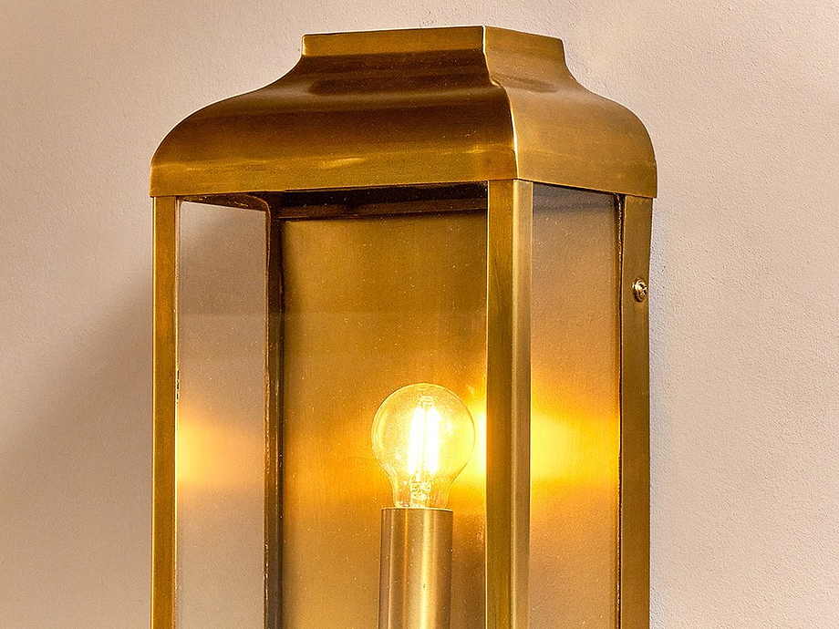 Riad Outdoor Lantern - Antique Brass And Clear
