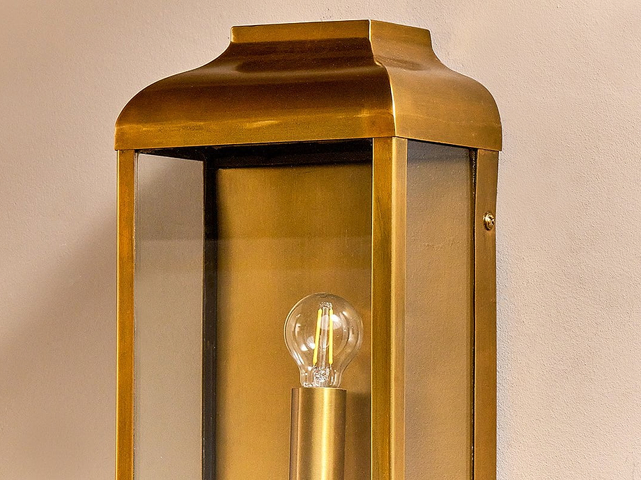 Riad Outdoor Lantern - Antique Brass And Clear