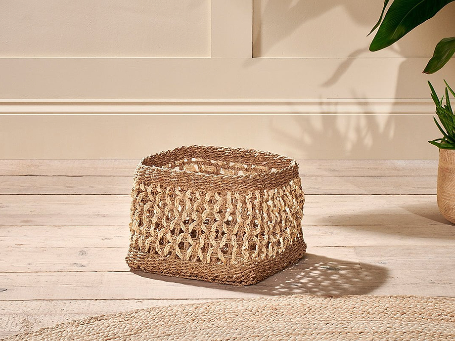 Shimla Square Seagrass And Palm Leaf Basket