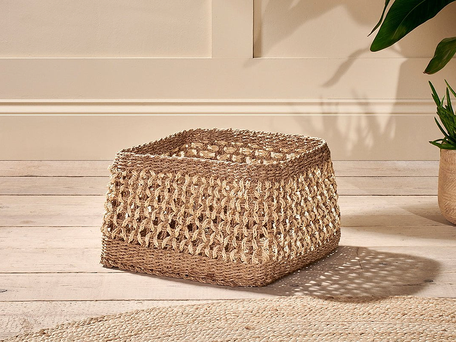 Shimla Square Seagrass And Palm Leaf Basket