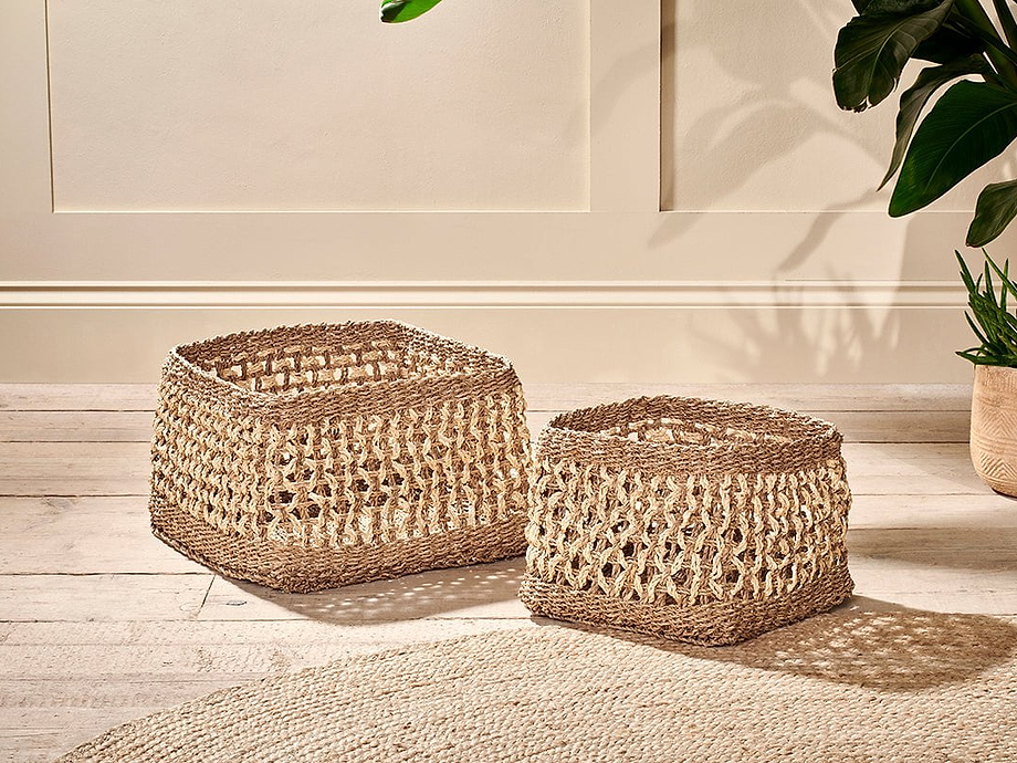 Shimla Square Seagrass And Palm Leaf Basket