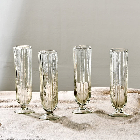 Sigiri Champagne Glass - Clear - (Set of 4)-nkuku