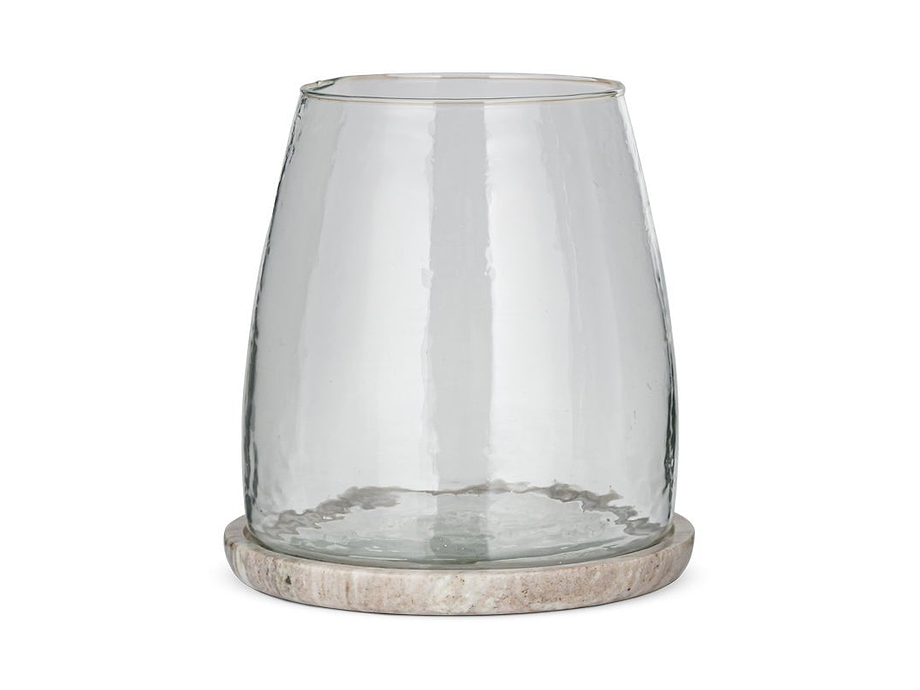 Sikkim Marble & Recycled Glass Lantern - Clear
