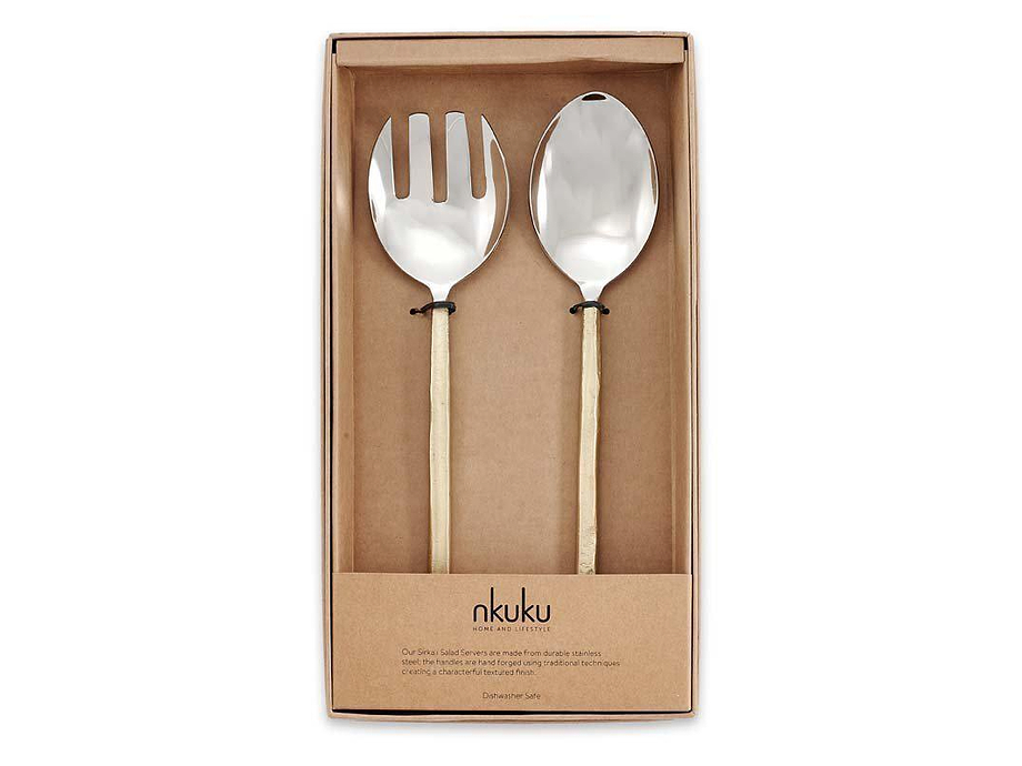 Sirkali Salad Server Set - Brushed Gold (Set of 2)