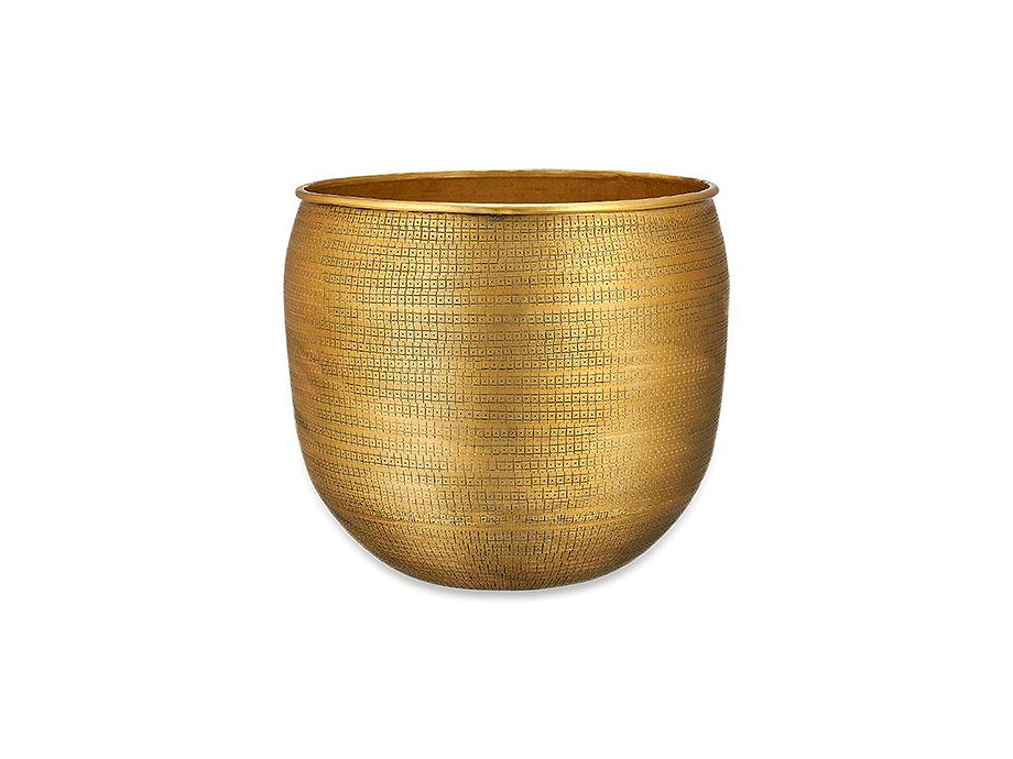 Tembesi Etched Planter - Antique Brass