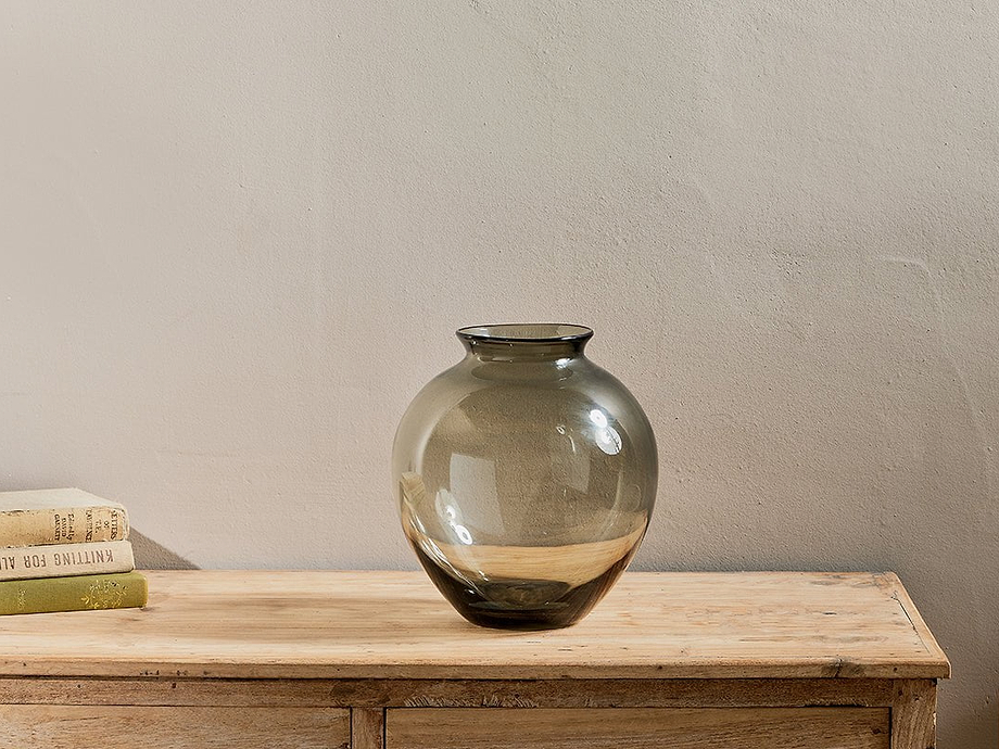 Vanita Glass Vase - Smoke - Wide