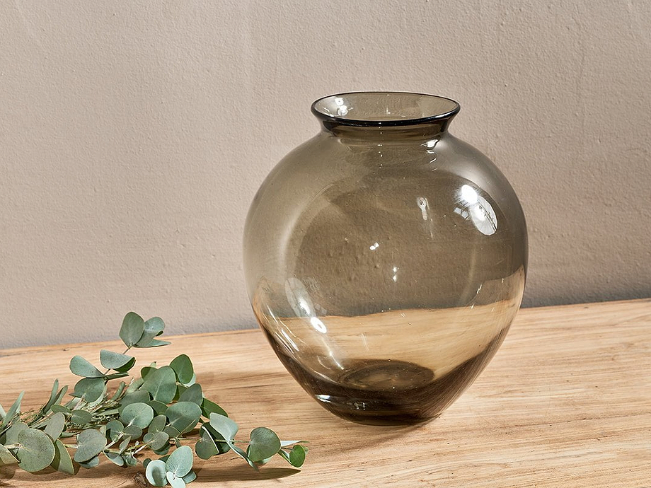 Vanita Glass Vase - Smoke - Wide