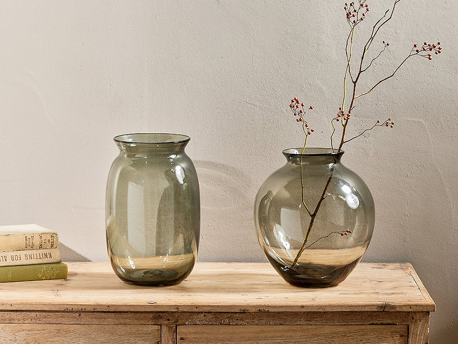 Vanita Glass Vase - Smoke - Wide