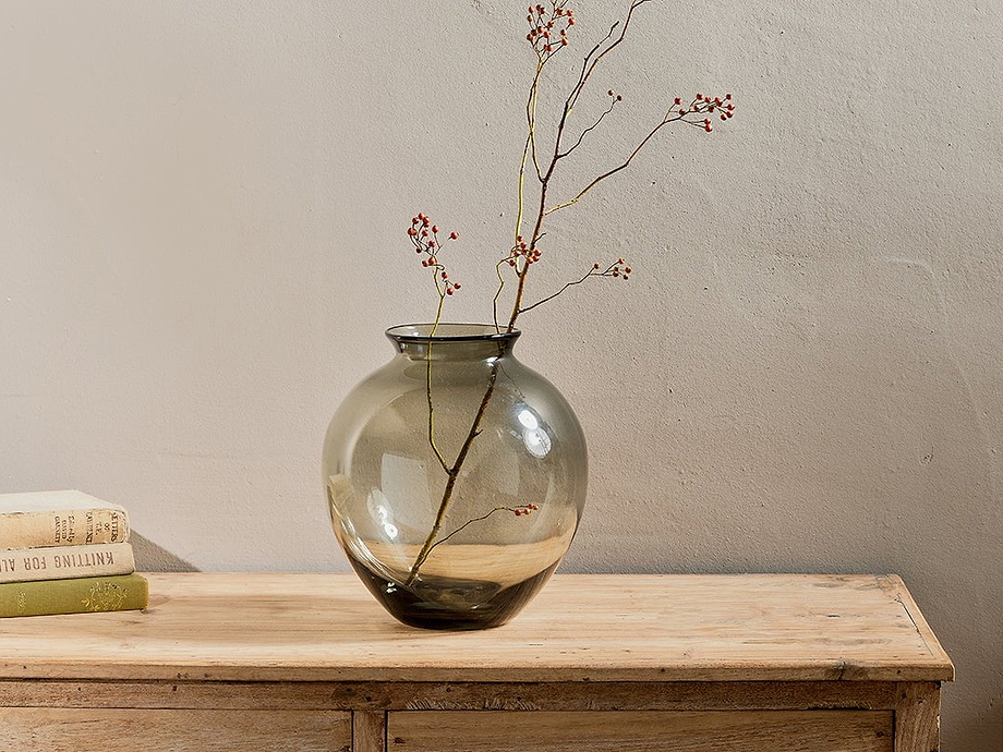 Vanita Glass Vase - Smoke - Wide