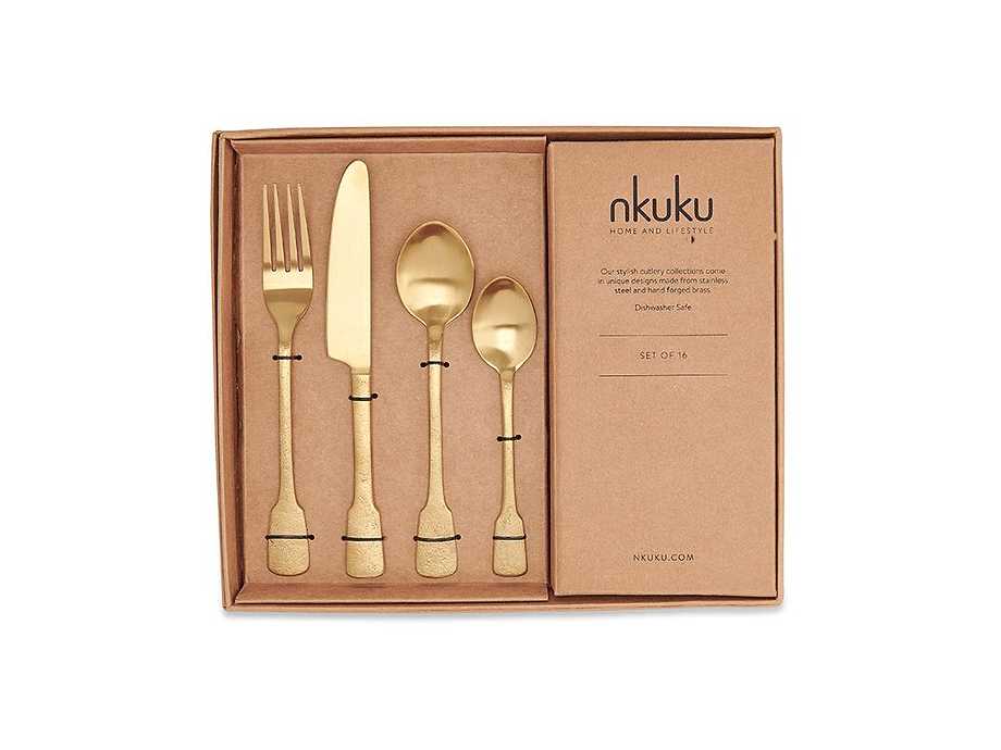 Veeta Cutlery Set - Brushed Gold (Set of 16)