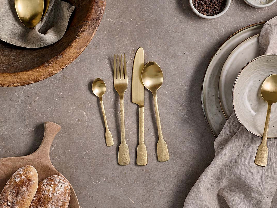 Veeta Cutlery Set - Brushed Gold (Set of 16)