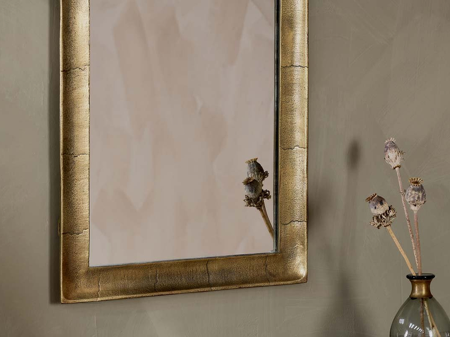 Yadur Rectangular Mirror - Antique Brass - Small