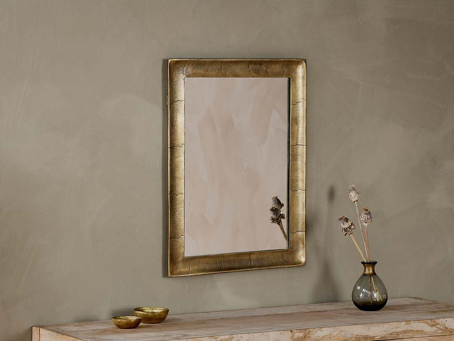 Yadur Rectangular Mirror - Antique Brass - Small