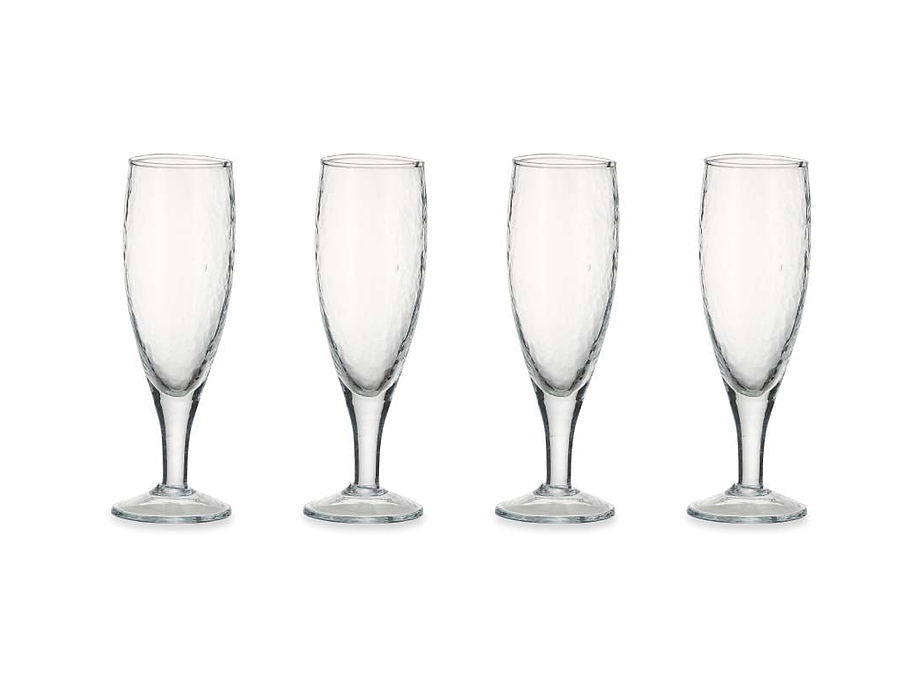 Yala Hammered Champagne Glass - Clear Glass (Set of 4)
