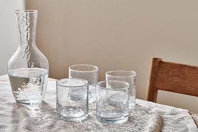 Yala Hammered Tumbler - Clear Glass (Set of 4)-nkuku