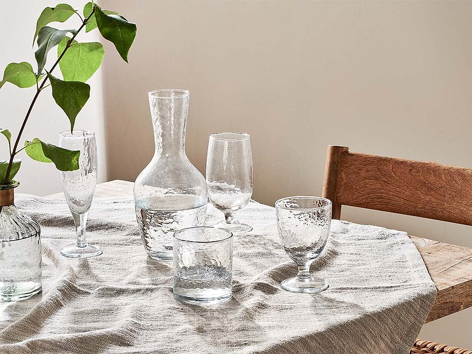 Yala Hammered Wine Glass - Clear Glass (Set of 4)