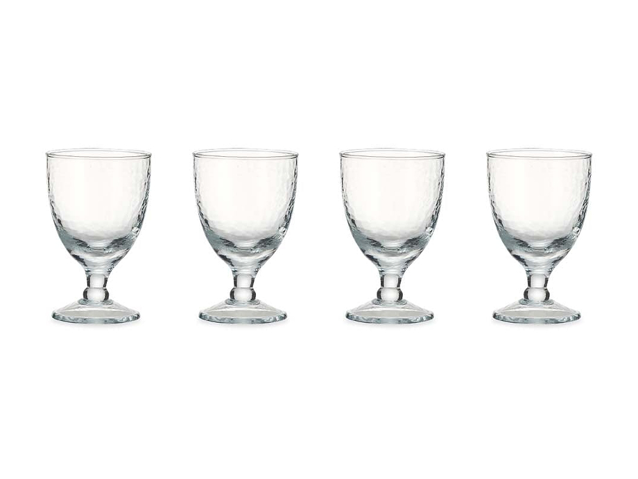 Yala Hammered Wine Glass - Clear Glass (Set of 4)