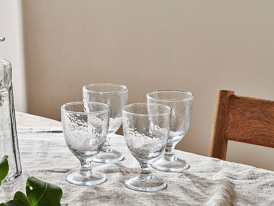 Yala Hammered Wine Glass - Clear Glass (Set of 4)