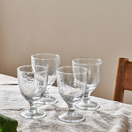 Yala Hammered Wine Glass - Clear Glass (Set of 4)-nkuku
