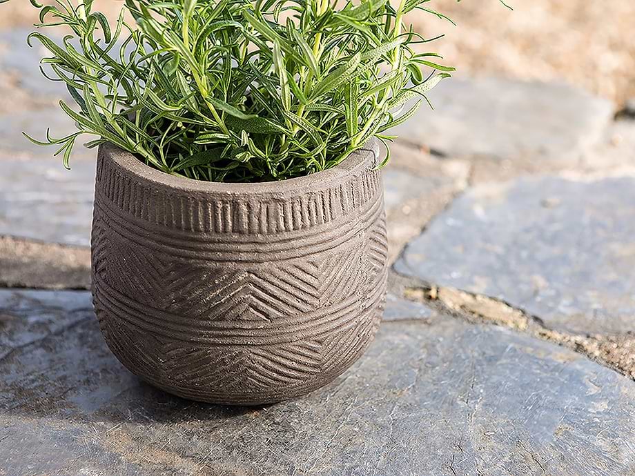 Zadie Etched Ceramic Planter - Grey - Small
