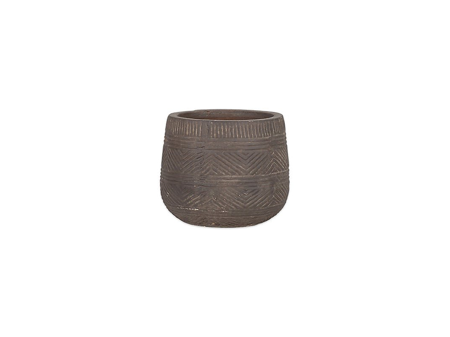 Zadie Etched Ceramic Planter - Grey - Small