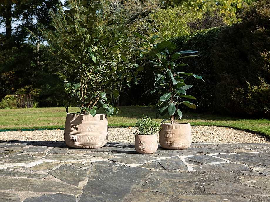 Zadie Etched Ceramic Planter - Neutral - Small