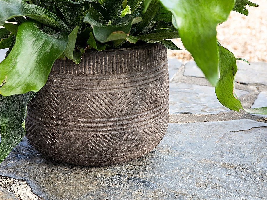 Zadie Etched Ceramic Planters - Grey - (Set of 2)