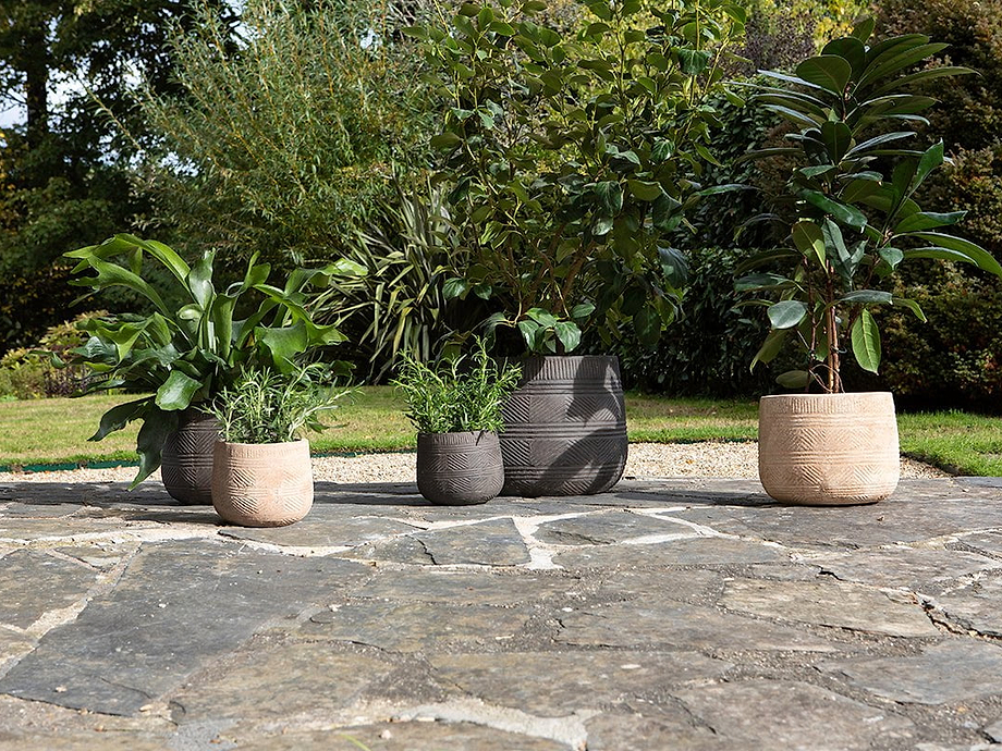 Zadie Etched Ceramic Planters - Grey - (Set of 2)