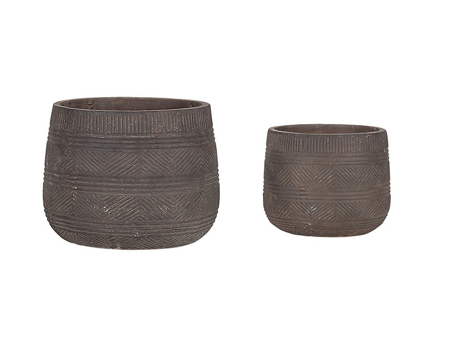 Zadie Etched Ceramic Planters - Grey - (Set of 2)