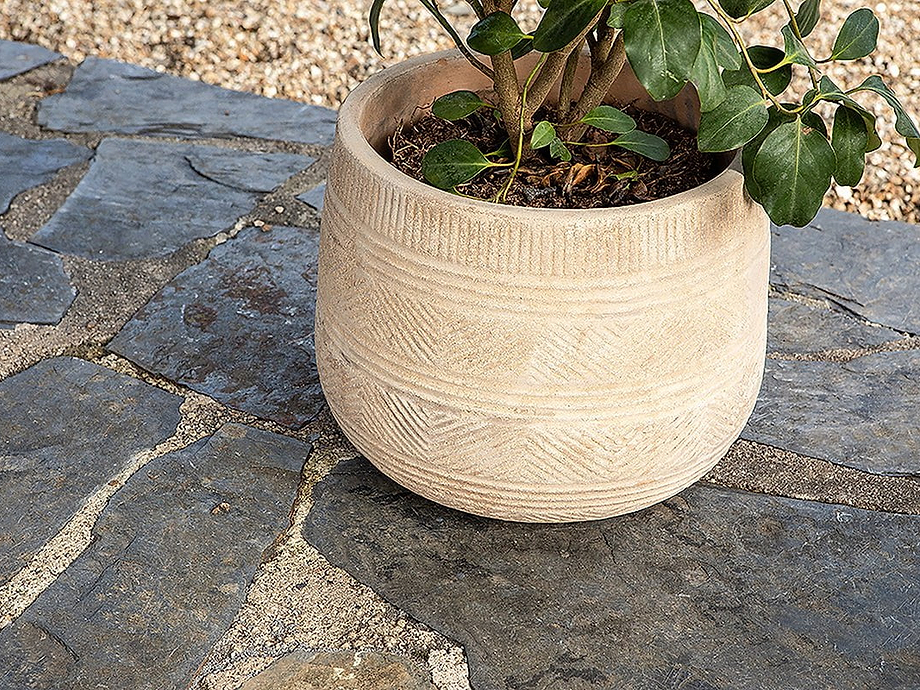 Zadie Etched Ceramic Planters - Neutral - (Set of 2)
