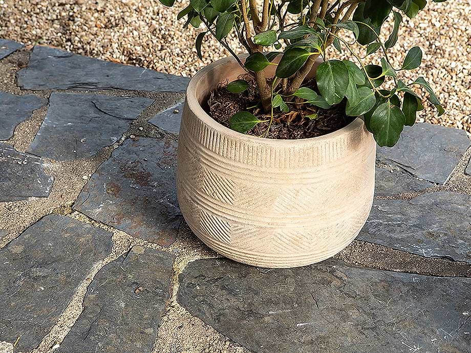 Zadie Etched Ceramic Planters - Neutral - (Set of 2)