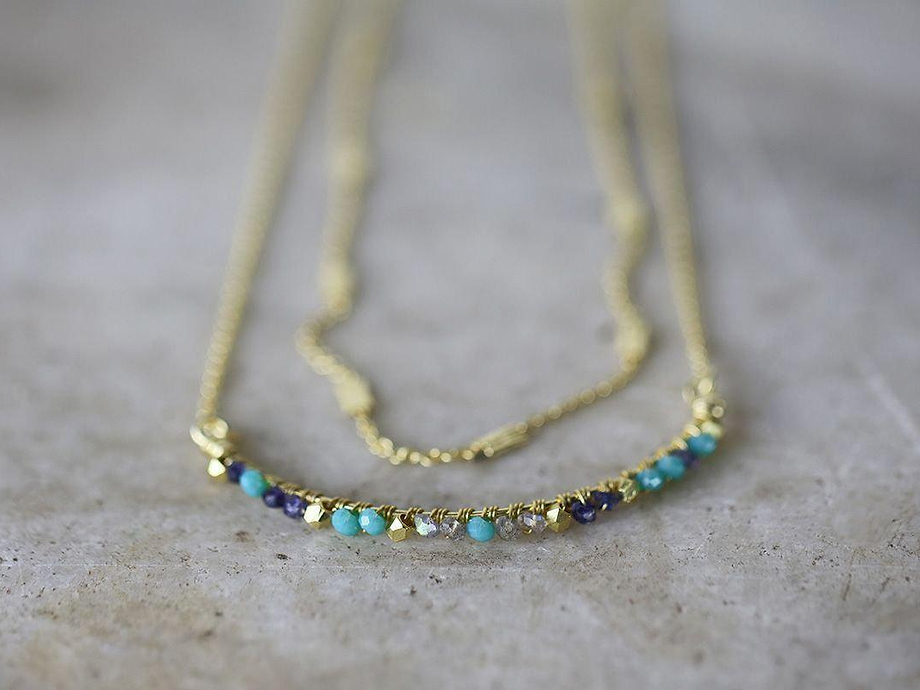 Aja Lolite, Labradorite And Chalcedony Necklace