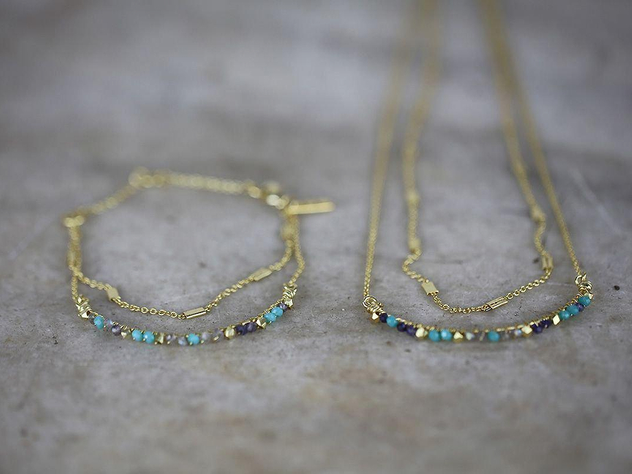 Aja Lolite, Labradorite And Chalcedony Necklace