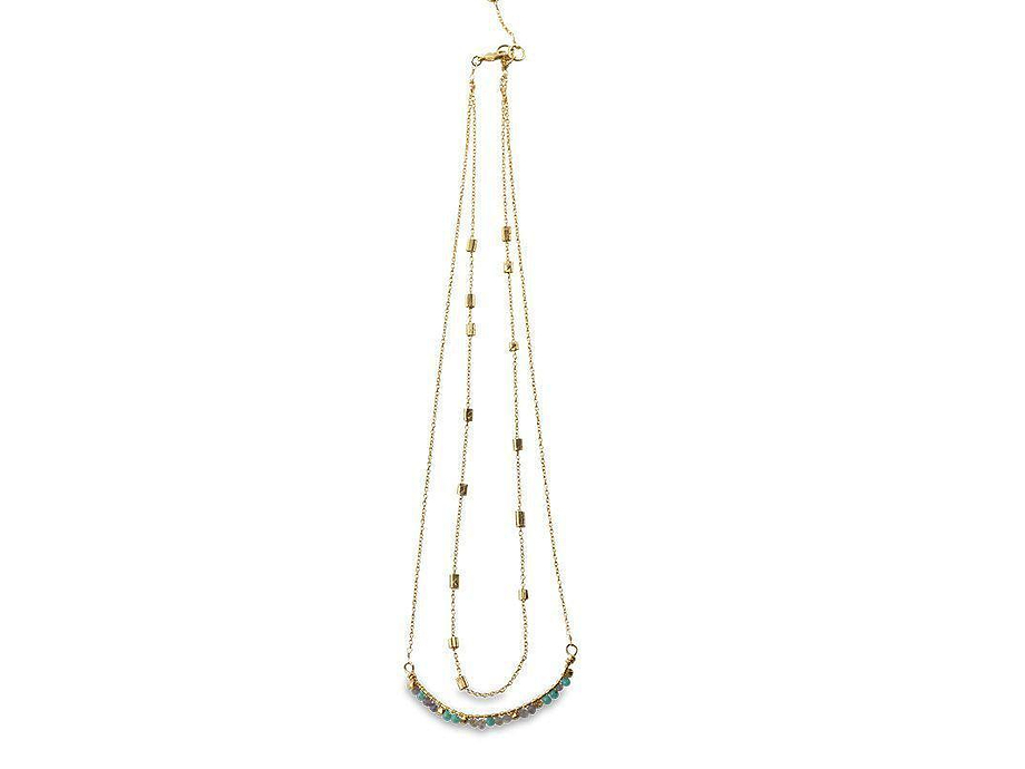 Aja Lolite, Labradorite And Chalcedony Necklace