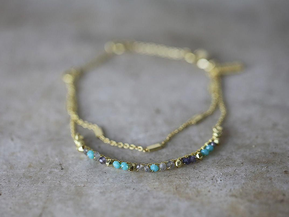 Aja Lolite, Labradorite And Chalcedony Bracelet