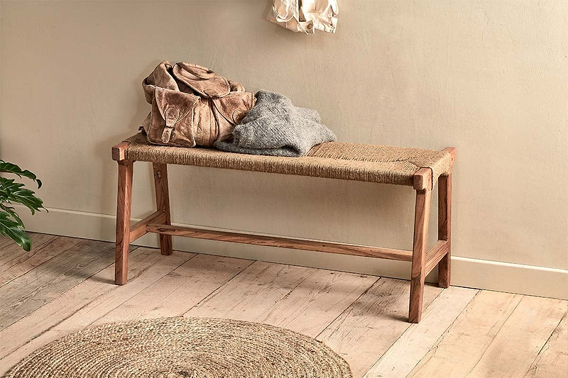 Nkuku FURNITURE Amhara Acacia & Jute Woven Bench