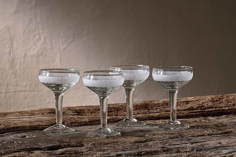 Nkuku Glassware Anara Etched Champagne Glass - Clear (Set of 4)