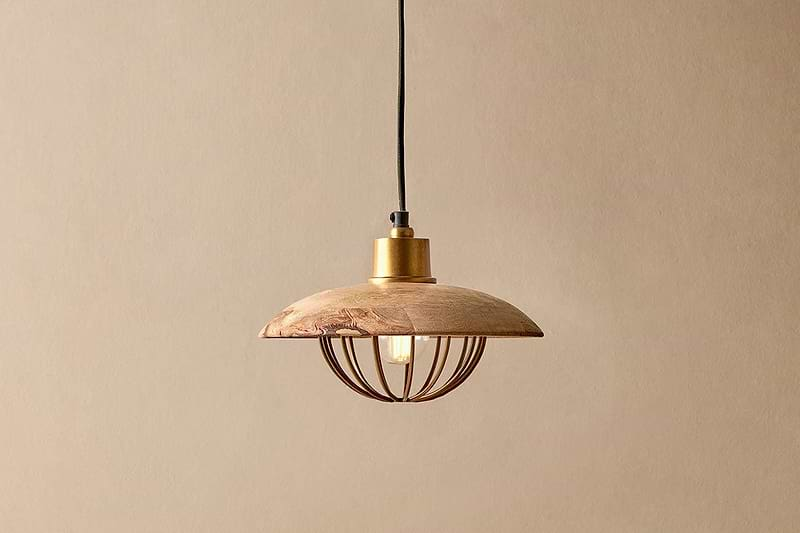 Nkuku LIGHTING Chakai Wood & Metal Pendant - Small