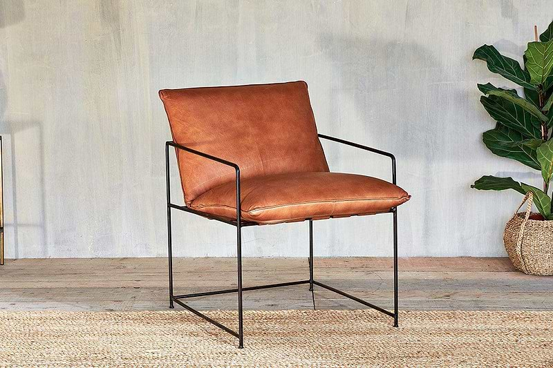 Nkuku Furniture Durium Leather Lounger - Aged Tan