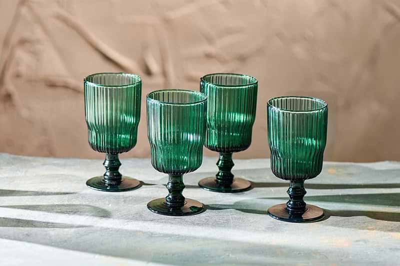 Nkuku Glassware Fali Wine Glass - Teal (Set of 4)