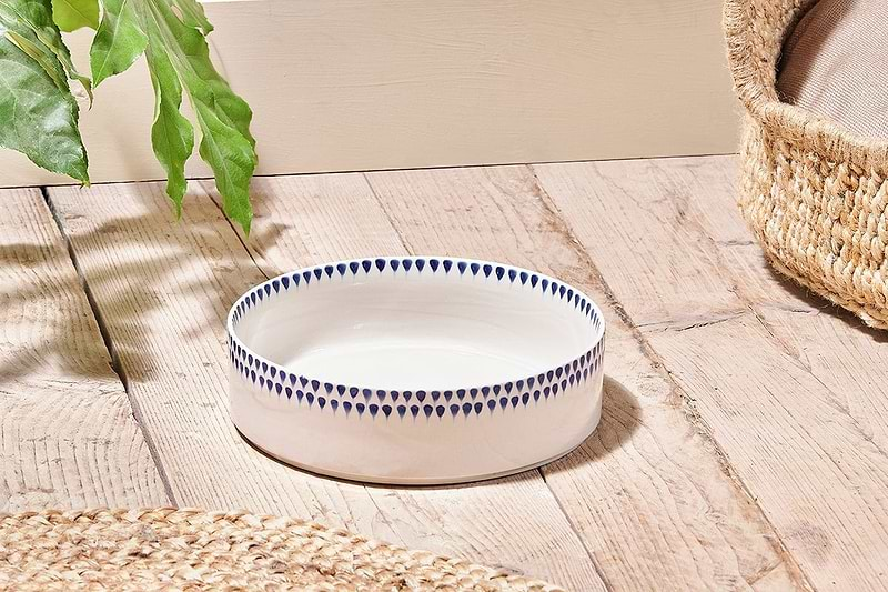 nkuku PET Indigo Drop Ceramic Pet Bowl - Large