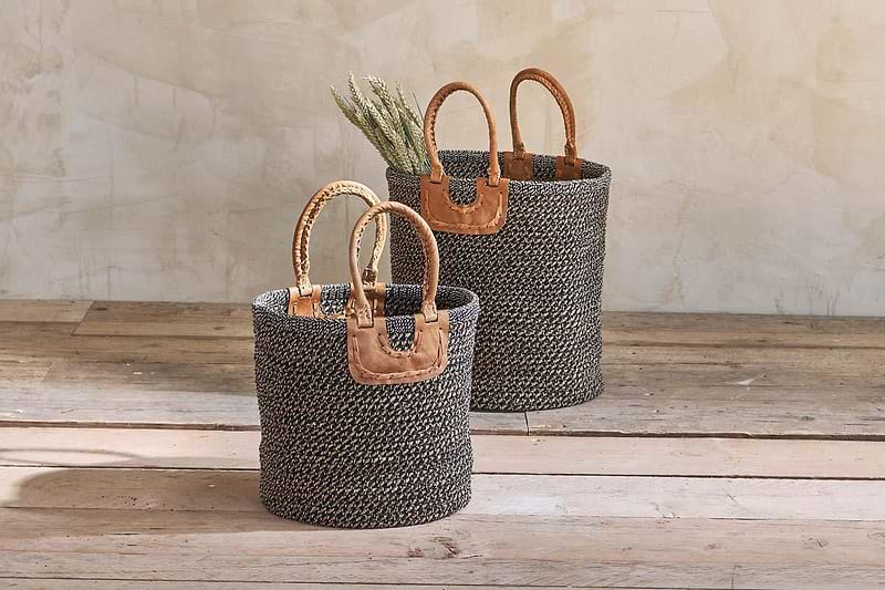 Nkuku Storage & Baskets Indra Coil Basket - Charcoal