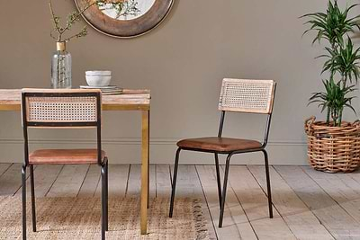 Nkuku FURNITURE Iswa Leather & Rattan Dining Chair