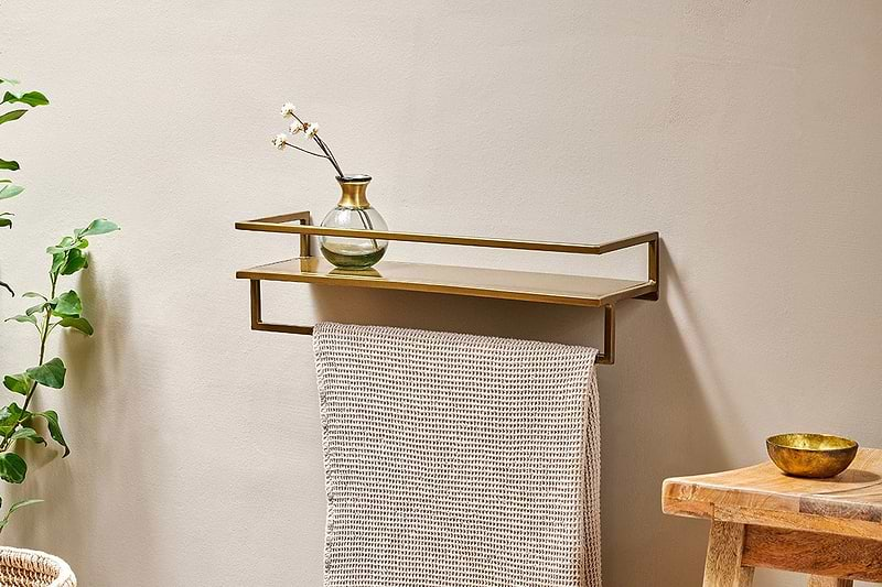 nkuku STORAGE & HANGING ACCESSORIES Mahi Wall Shelf With Towel Rail