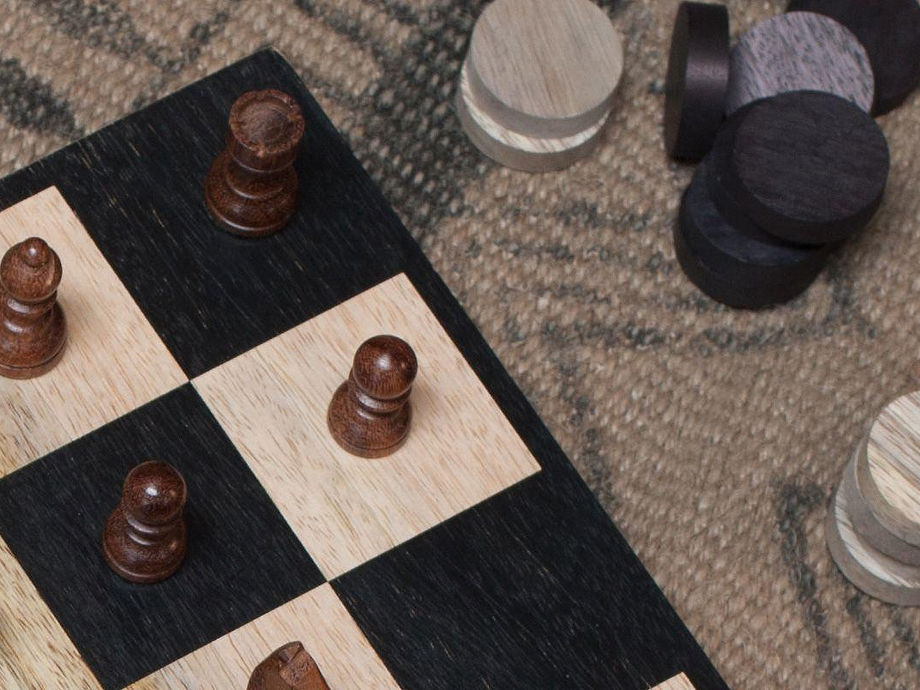Mango Wood Chess & Draughts