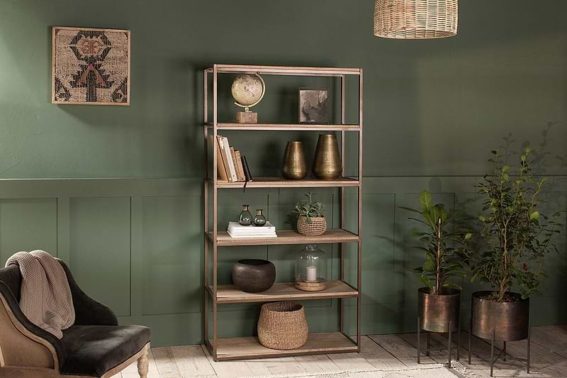 Nkuku STORAGE FURNITURE Marjori Wood and Iron Standing Shelves