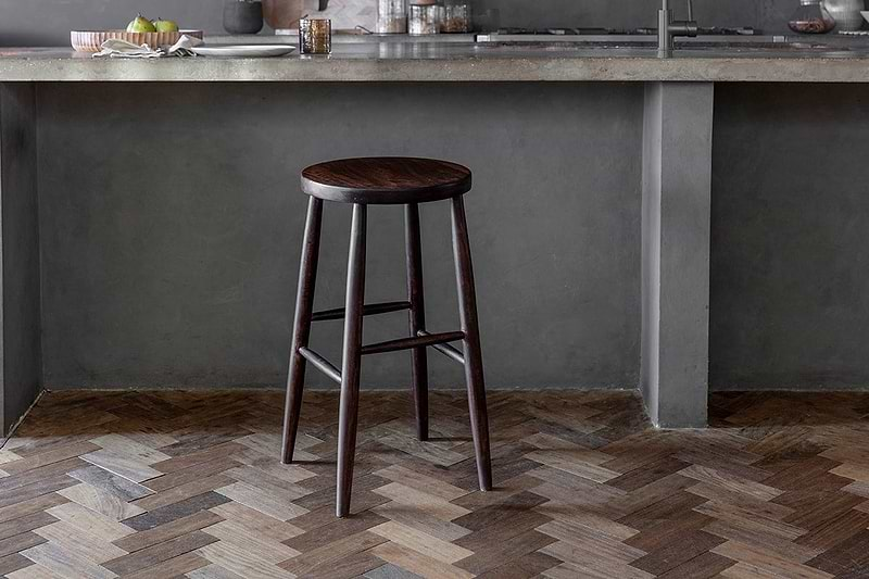 nkuku CHAIRS STOOLS & BENCHES Mengwi Round Bar Stool - Dark Brown