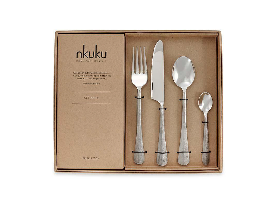 Osko Cutlery Set - Brushed Silver (Set of 16)