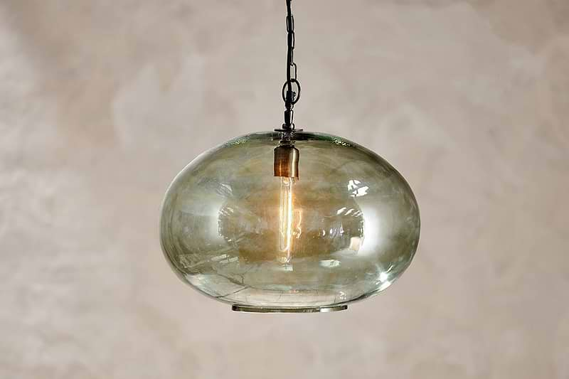 Nkuku LIGHTING Otoro Glass Pendant - Green Smoke - Large Round